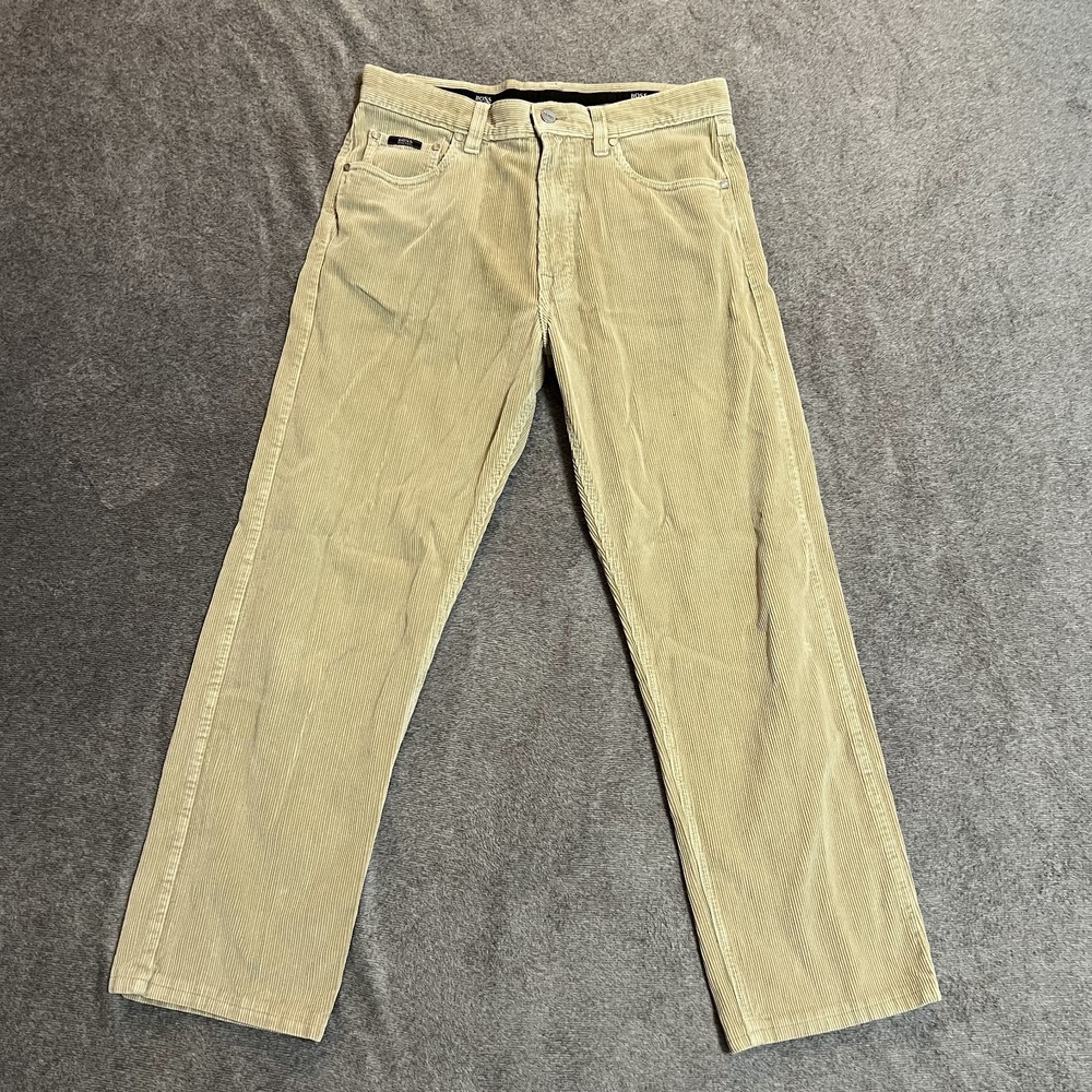 Hugo Boss Men Alabama Tapered Five Pocket Khaki Corduroy Casual Pants Size 34x32